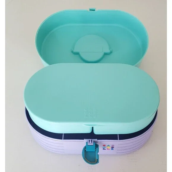 Vintage Caboodles Makeup Organizer Storage Case 2615 Purple & Teal Large - Picture 5 of 9